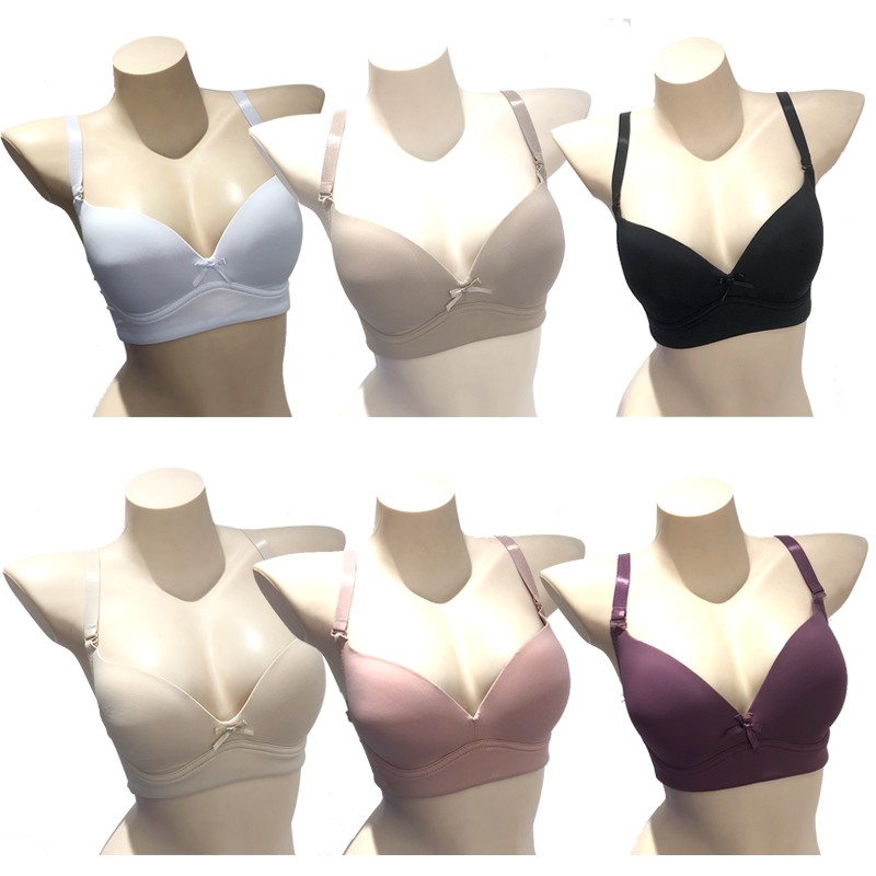 Stock Lot Garments Ladies Polyamide Basic Elastic Padding Bras with Adjustable Straps