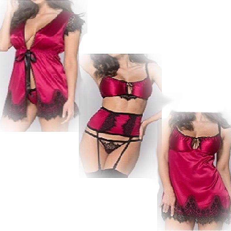 Closeout Ladies Sexy Lingerie Red Underwear Babydoll Sets in Stock