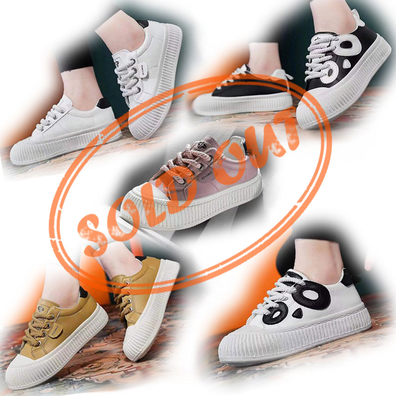 Footwear Stocklots Ladies PU High Heeled Chunky Skateboarding Shoes Sneakers in Stock