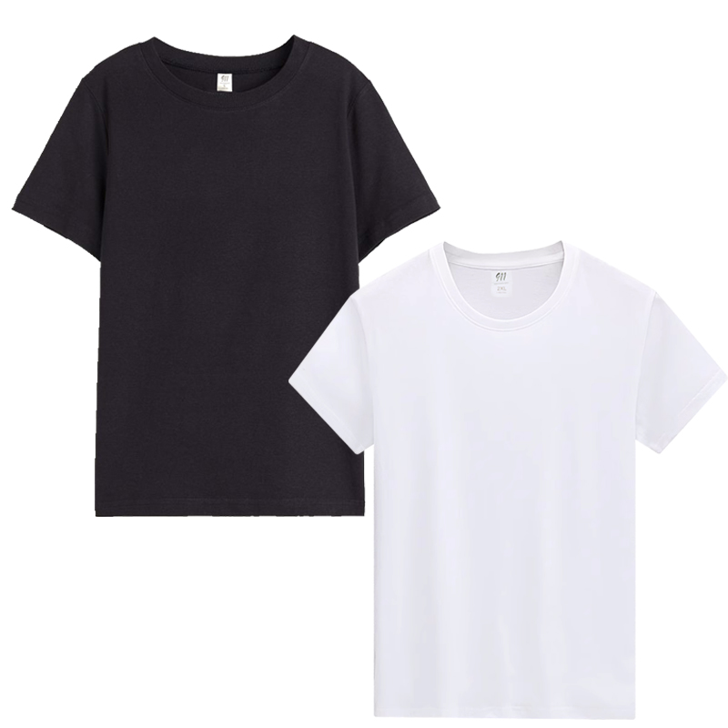 Stock Lot Bangladesh Mens Round Neck Side Seamd Black and White Cotton T Shirts