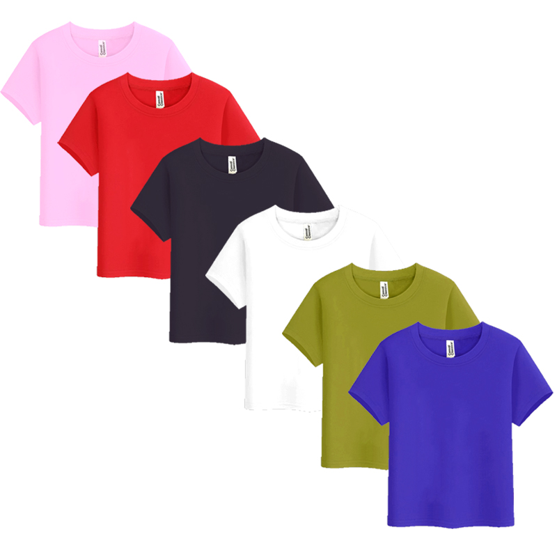 Stock Lot Kids Round Neck Side Seamed Cotton Tops T Shirts