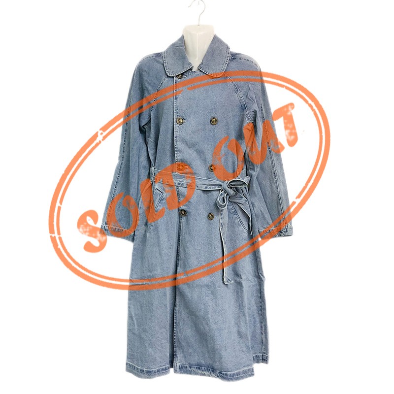 Overstock Ladies Denim Cotton Long Sleeves Jackets Button Down Double Breasted Trenchcoats