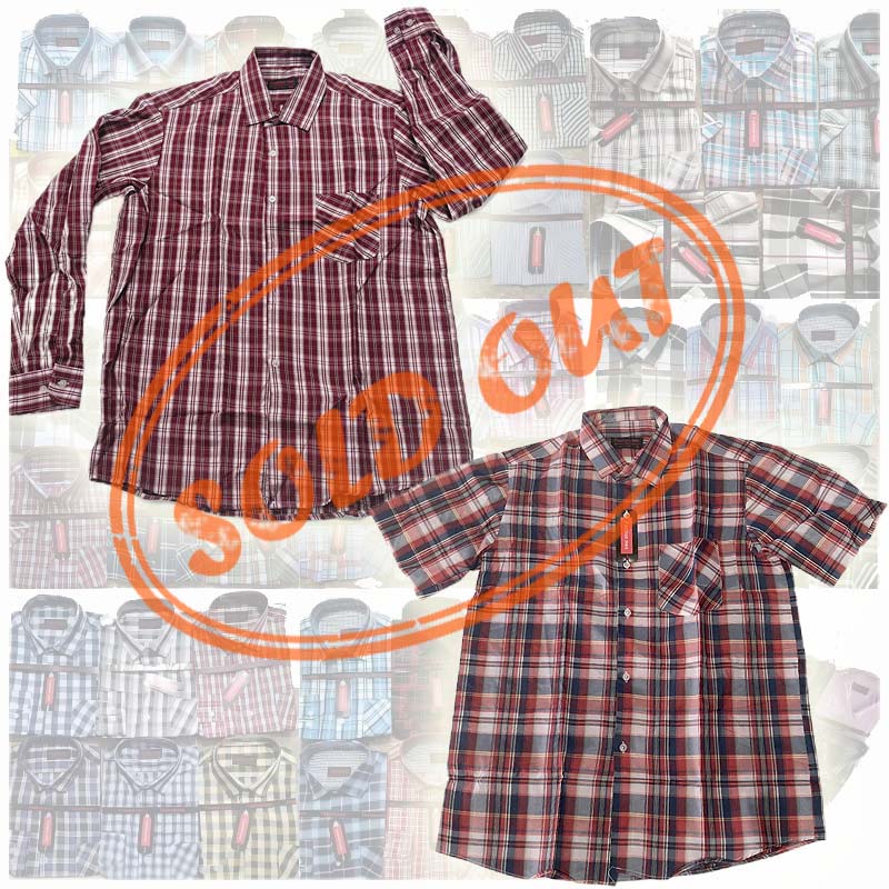 Overstock Clothing Mens Asian Size Cotton Polyester Check Plaid Long Sleeves Shirts