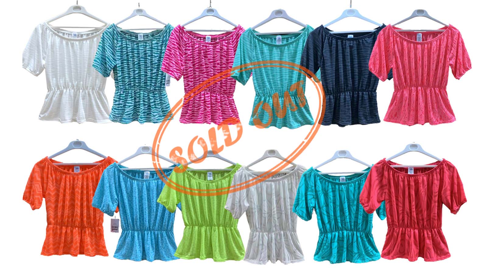 Wholesale Late Shipment Stock Teen Girls Short Sleeves Jacquard Summer Tops